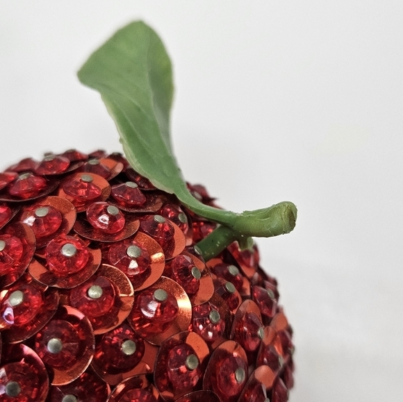 VINTAGE MCM Beaded Sequin Push Pin Fruit Set Apple Lemon Pear - Picture 7 of 8